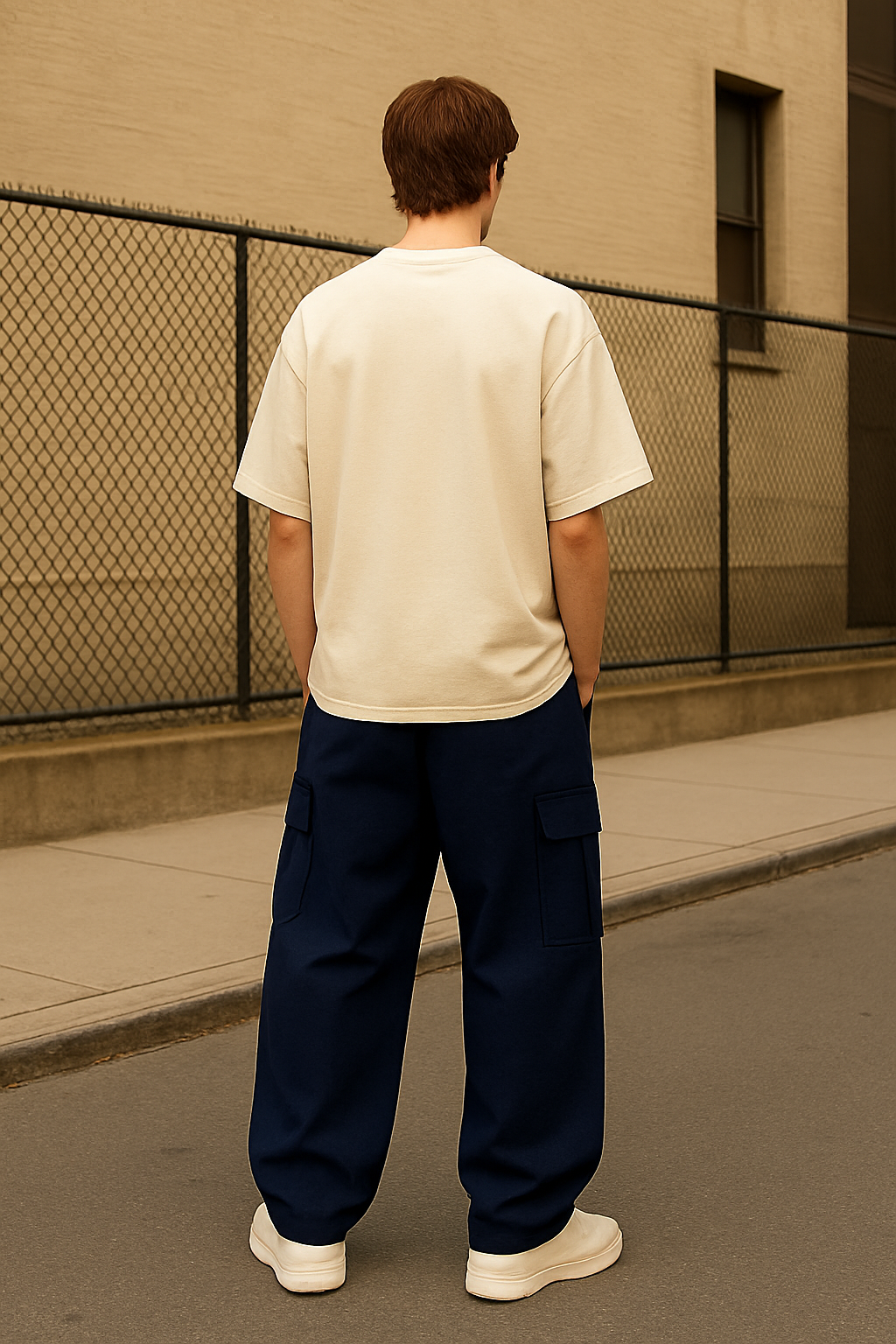 UNISEX Dark Blue Cargo Pants Loose Fit Baggy.