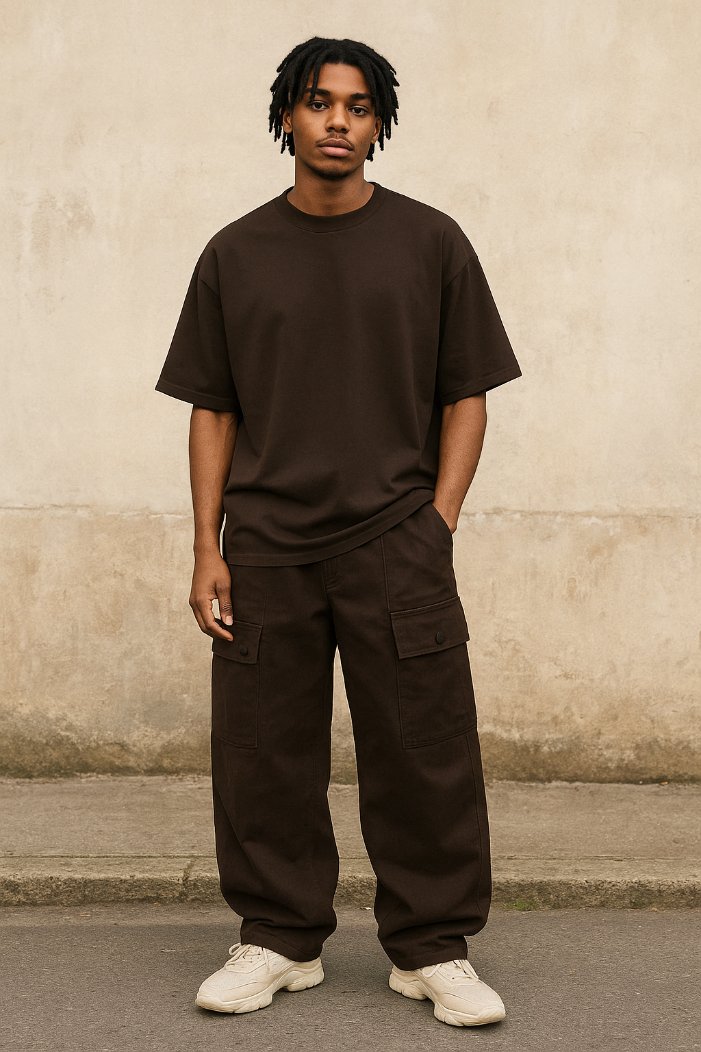 UNISEX Brown Cargo Pants Loose Fit Baggy.