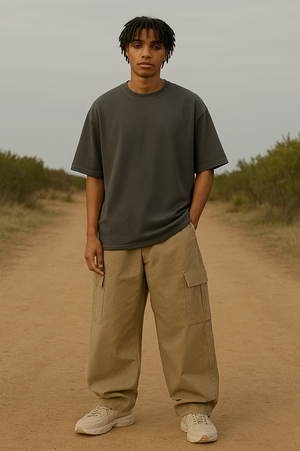 UNISEX Khakhi Cargo Pants Loose Fit Baggy.
