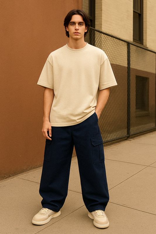 UNISEX Dark Blue Cargo Pants  Loose Fit Baggy.