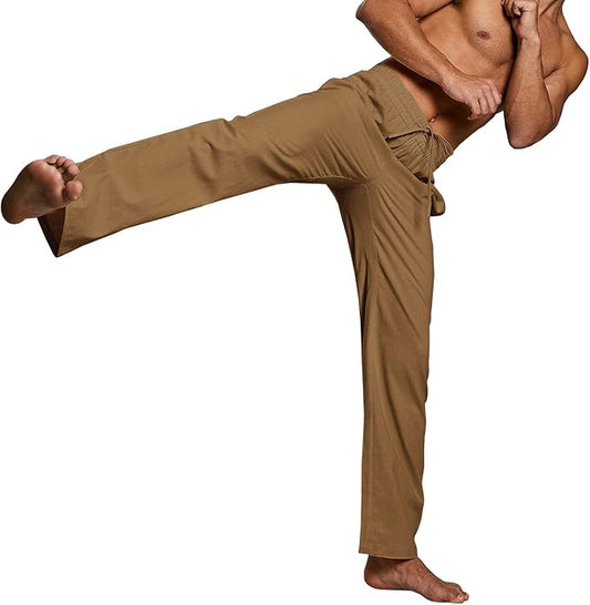 Brown Linen Trousers Straight fit