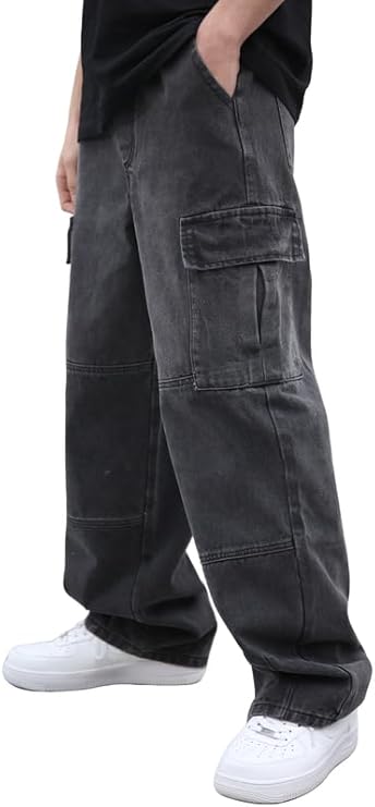 Black Denim Cargo Pants – Rugged Style with Modern Utility
