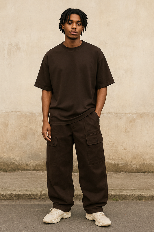 UNISEX Brown Cargo Pants  Loose Fit Baggy.