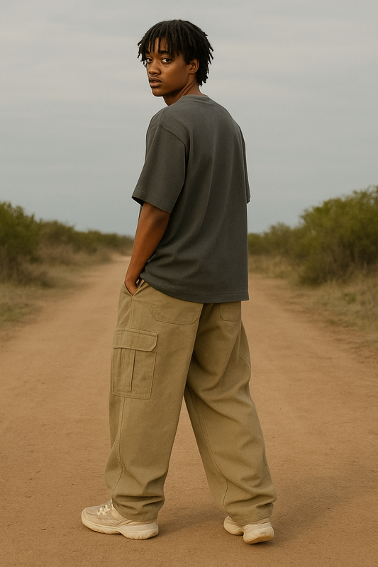 UNISEX Khakhi Cargo Pants  Loose Fit Baggy.