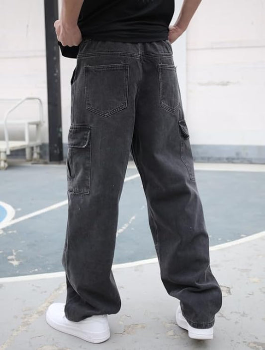 Black Denim Cargo Pants – Rugged Style with Modern Utility